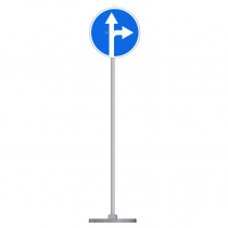 Знак дорожный " Движение прямо или направо" 4.1.4  типоразмер 40 на стойке с основанием 3кг - «globural.ru» - Барнаул